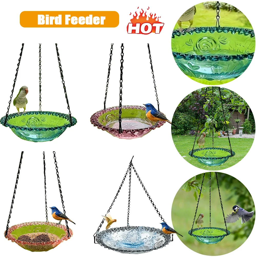 Hummingbird Feeder with Hook Flower Shaped Bird Feeder Creative Wild Bird Feeding Drinker for Outdoor Garden Decoration