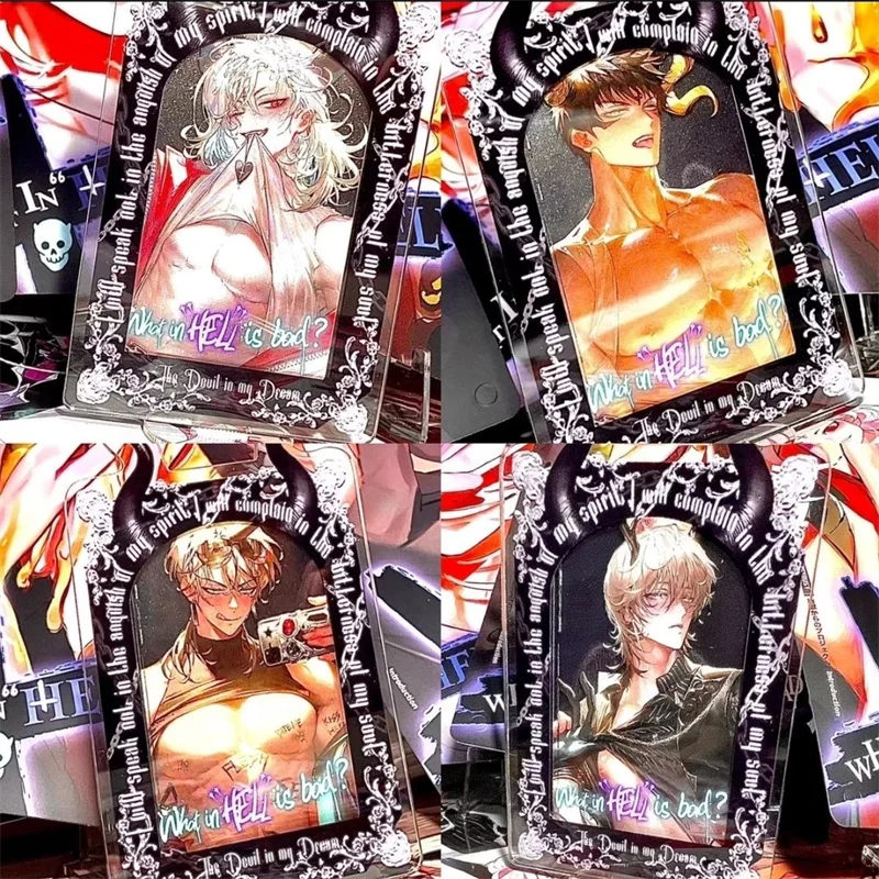 

What In Hell Is Bad Satan Mammon Leviathan Beelzebub Cosplay Card Transparent Acrylic Figure Cards 4Pcs/Set Accessories Prop