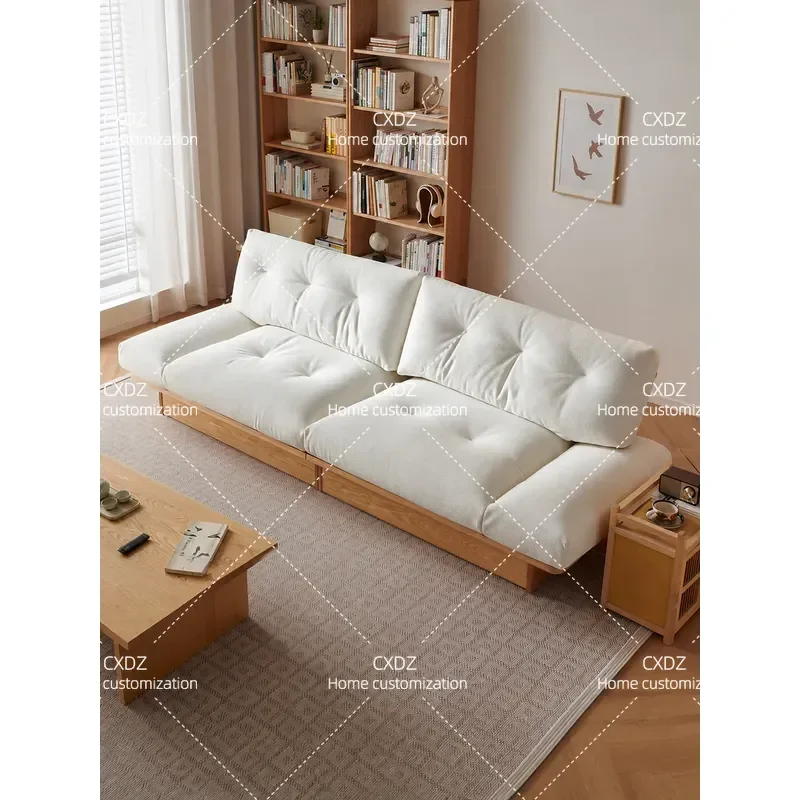Red Oak Solid Wood Sofa Living Room Modular Storage Furniture Upholstered Cushion Removable Washable Cover