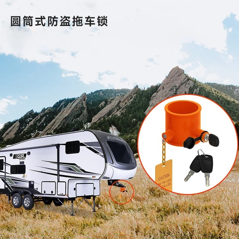 Cylindrical Trailer King Pin Lock Semi‑Trailer Coupling Lock with Warning Tag
