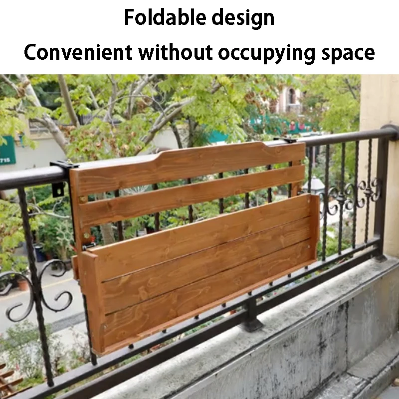 Foldable Outdoor Table Balcony Railing Flower Rack Outdoor Hanging Storage Stand Balcony Handrail Succulent Flower Pot Holder
