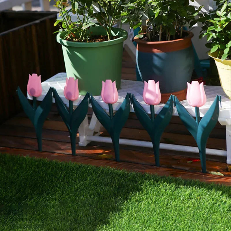 10Pcs Garden PP Fence Edging Tulip Shape Gardening Edging Outdoor Decor Garden Fence Plant Borders Plastic Fencing