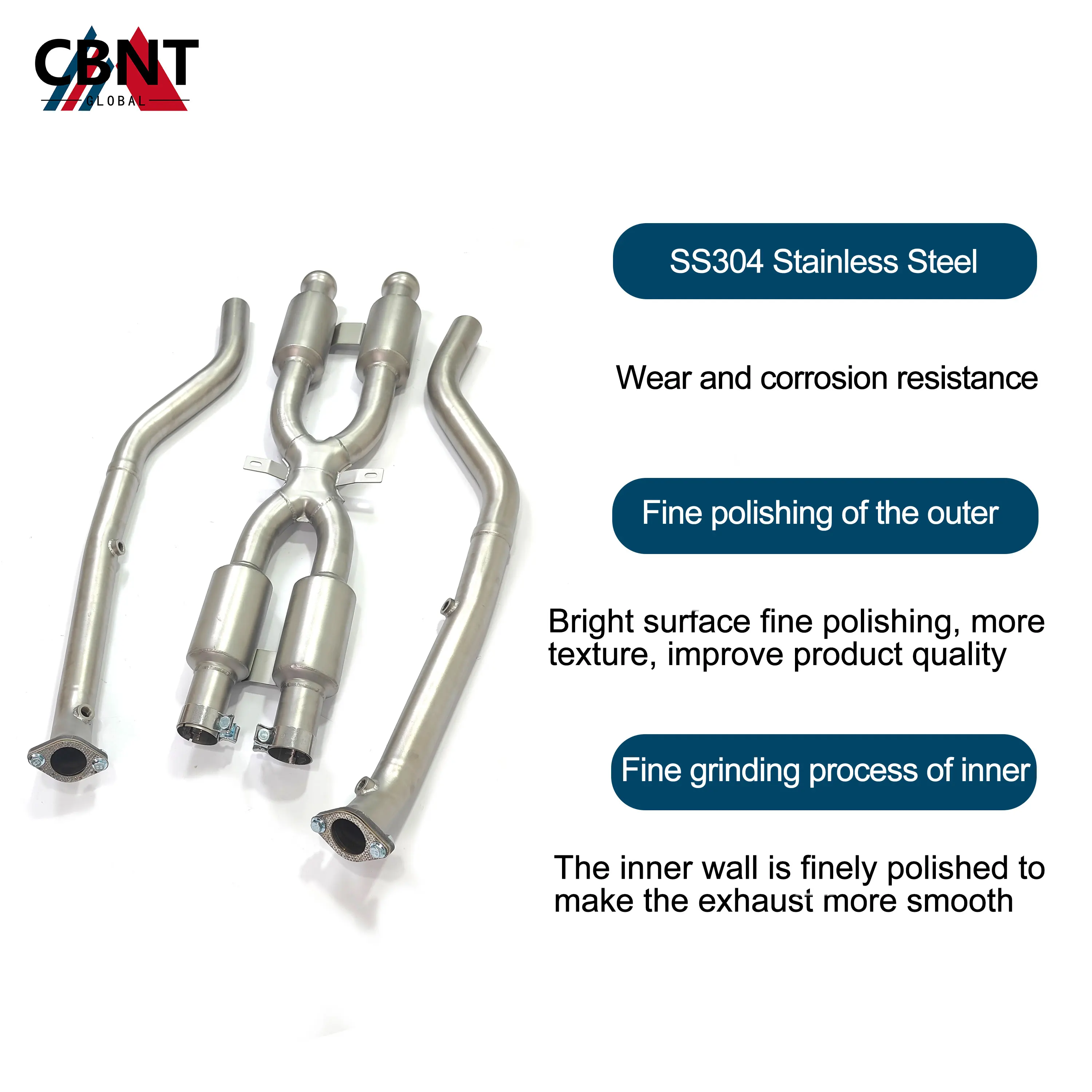 CBNT لسيارات BMW E92 M3 V8 4.0L أنبوب العادم الأوسط عالي الجودة SS304 ماسورة العادم مع أربعة أنظمة عادم منتصف الأنابيب