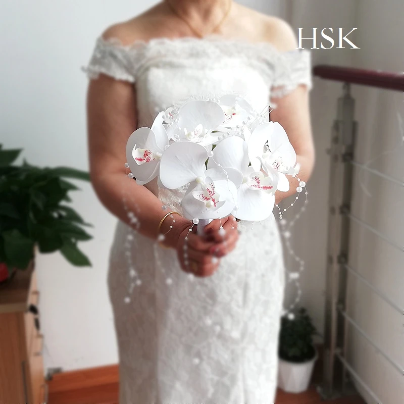 wedding bouquets bridal centre de table mariage Pearl chain Phalaenopsis combination bride holding flowers