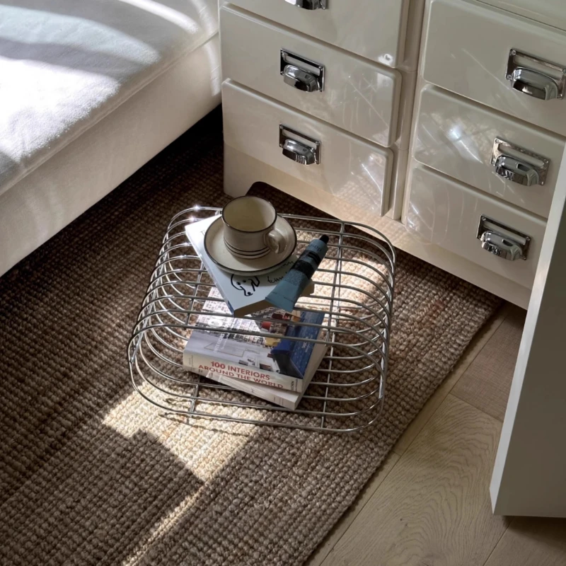 

Stainless Steel Wall Bookshelf Minimalism Side Table for Living Room Modern Designer Coffee Tables Creative Bedhead Wall Shelf