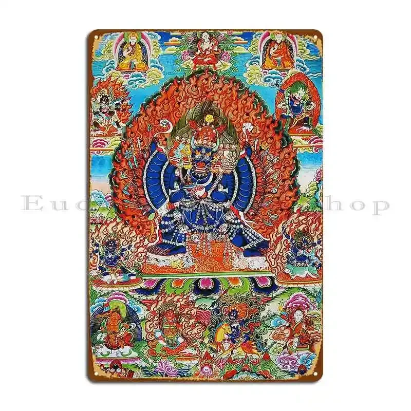 Vajrabhairava Tantric Buddhist Deity 3 Metal Sign Wall Cave Iron Club Wall Cave Personalized Tin Sign Poster