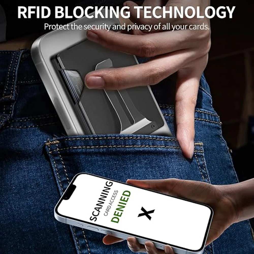 MagSafe Magnetische Metall-Handyhülle mit AirTag-Fach, Kartenhalter, RFID-Blockierung, Geldklammer und Magnetischem Kartenetui für iPhone 12 bis 16 – Detail 5