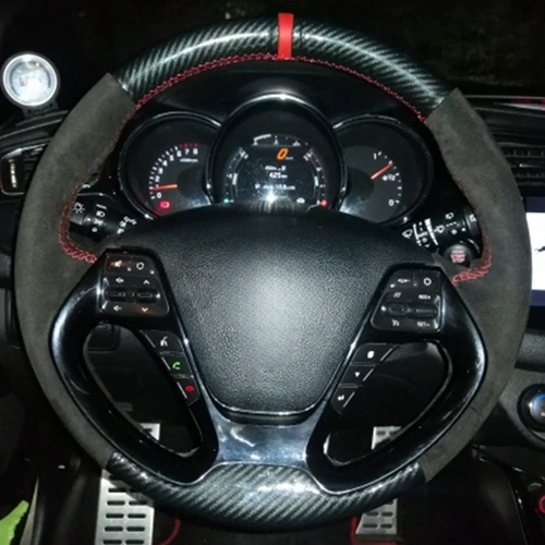 Imagen 1 del producto Funda trenzada para volante de coche, envoltura antideslizante de cuero de gamuza para Kia K3 K2 Ceed Cee 'd Cerato, accesorios para coche