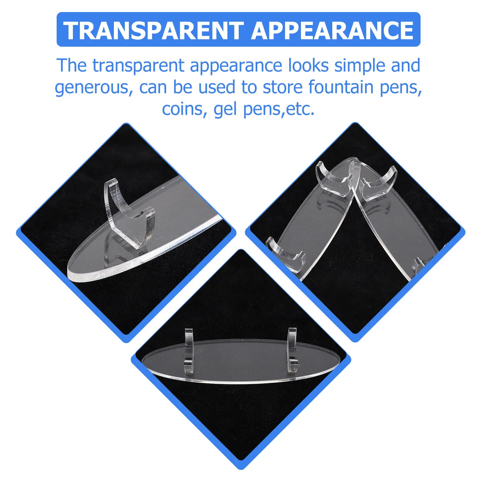 

2Pcs Acrylic Transparent Pen Rack Display Stand for Fountain Pens Tattoos Pens Stationery Storage Home Office Study Desk