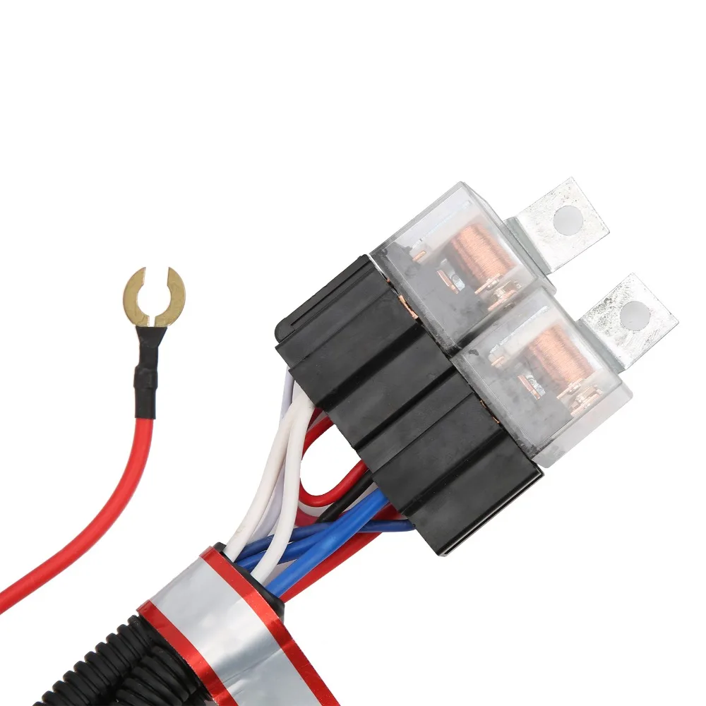 DC 12V H4 Headlight Relay Harness Waterproof Cord Ceramic Headlamp Brightener Relay Wiring Harness Kit Car Headlight