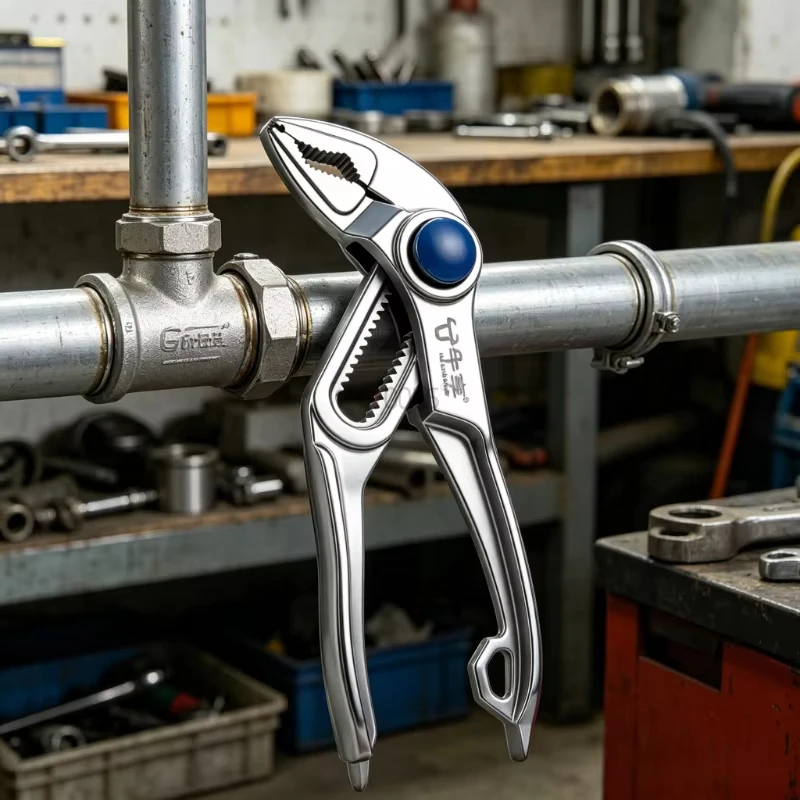 

Adjustable Mini Groove Joint Pliers with Push Lock V Jaw Fast Adjustable for Tight Spaces Multi Surface Grip Automatic Pliers