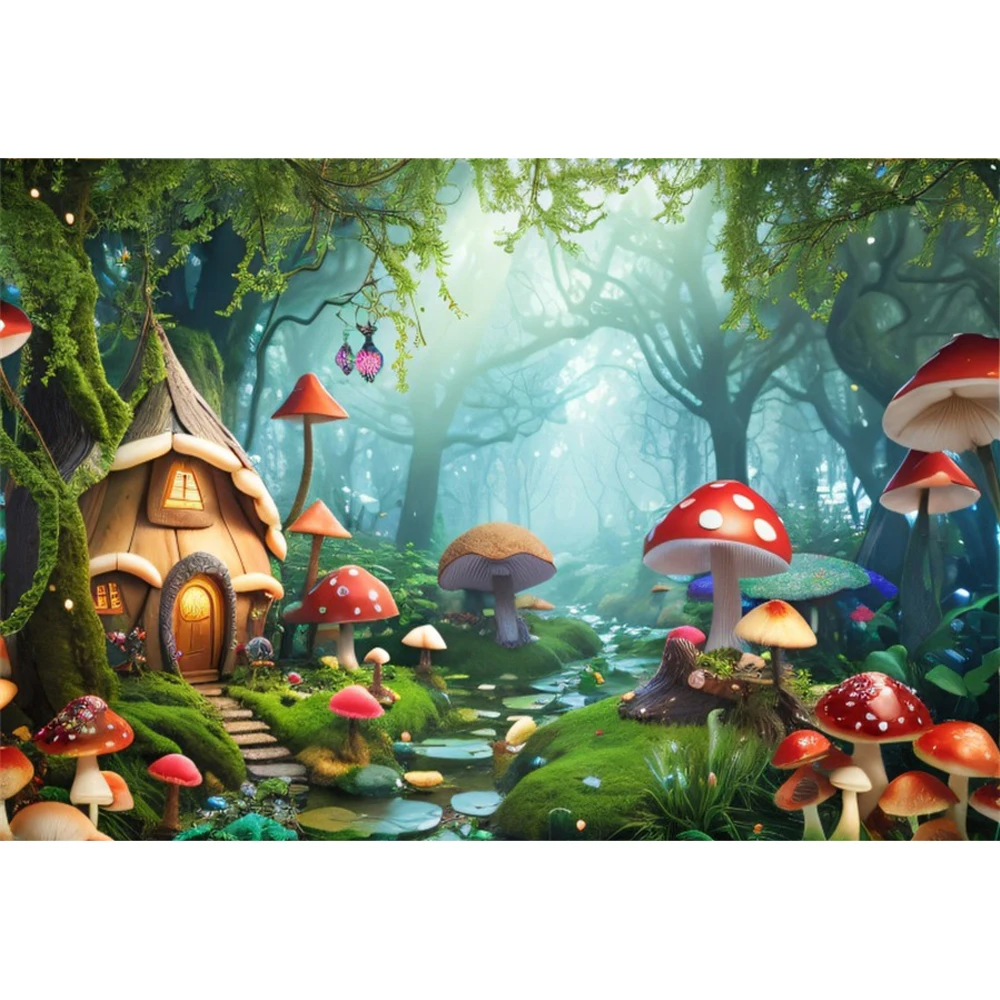 ฉากหลังเห็ดอาบน้ำเด็กถ่ายภาพของตกแต่งปาร์ตี้วันเกิดแรกเกิดภาพถ่ายป่าฝันพื้นหลัง