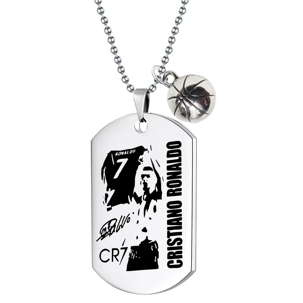 Football Soccer Star Gift Lionel Messi Cristiano Ronaldo Neymar Stainless Steel Pendant Necklace for Men Accessories Jewelry