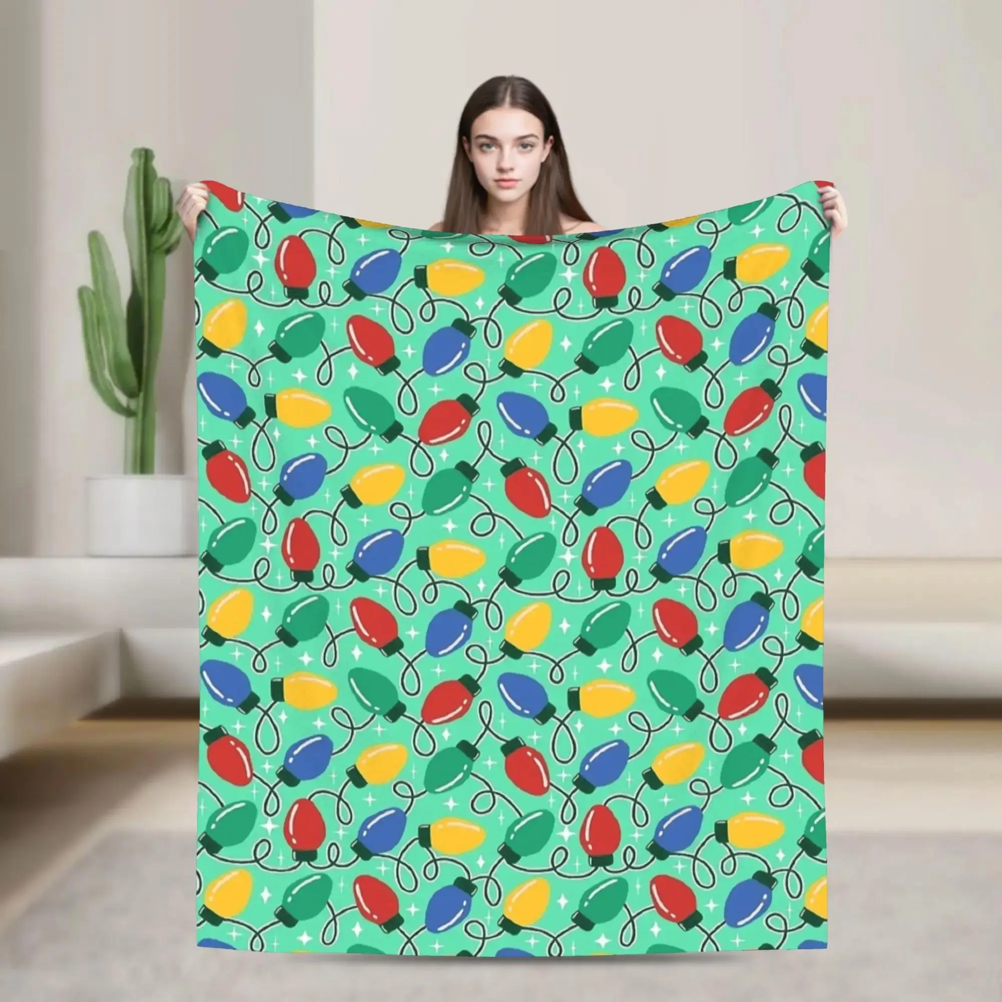 

Плюшевый плед с яркими светящимися огнями на тему Рождества, мягкий теплый фланелевый плед для домашнего декора, для спальни мальчиков и девочек