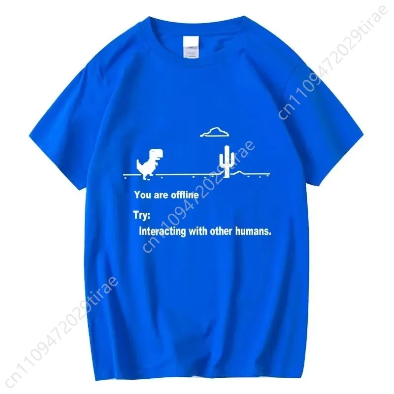 Men's Cotton Blend Funny Dinosaur Print T Shirt Loose O-neck Men Tshirt Short Sleeve T-shirt Male