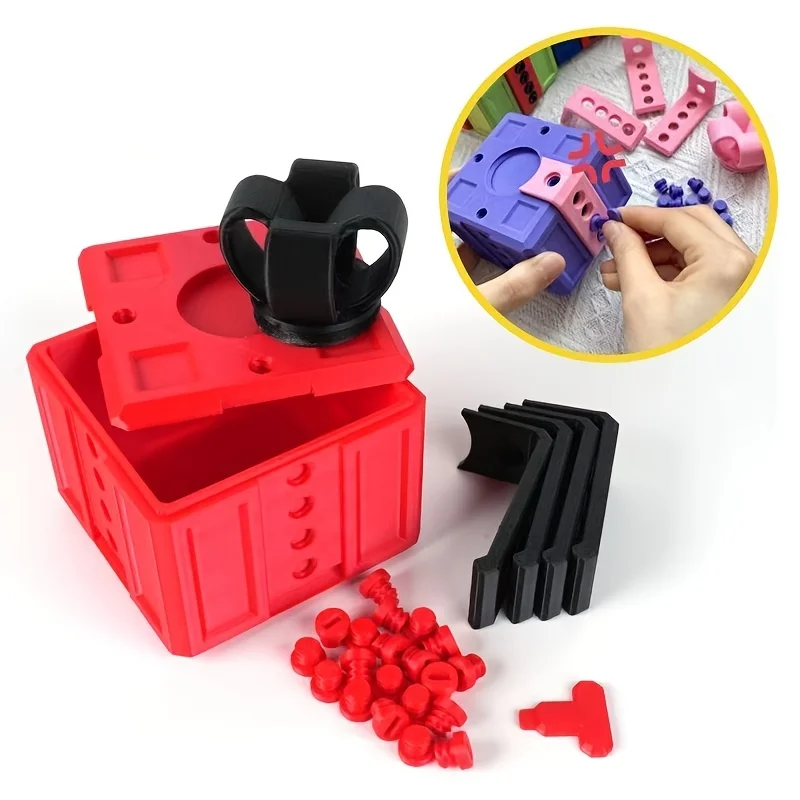Streich nervige Geschenkbox mit Schrauben, 3D-gedruckt, sehr nervig, lustiger Zappel-Puzzle-Münzbehälter für Party, Festival, Weihnachten – Detail 6