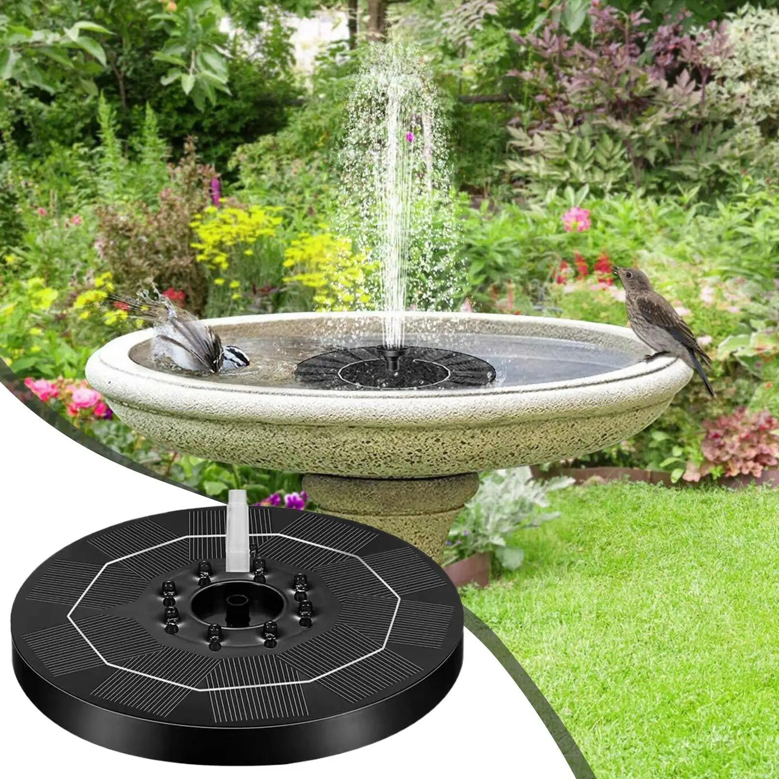 Fountain Pump Solar Adjustable Light Up 6 Nozzles Outdoor Birdbath Fountain Pump For Yard Patio Balcony Lawn Pond Park Decor - view 5