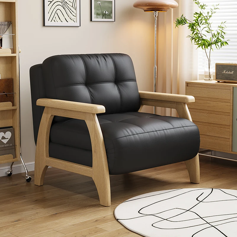 

Internet celebrity solid wood sofa bed foldable sleep 2025 new small apartment single double living room lazy dual-use