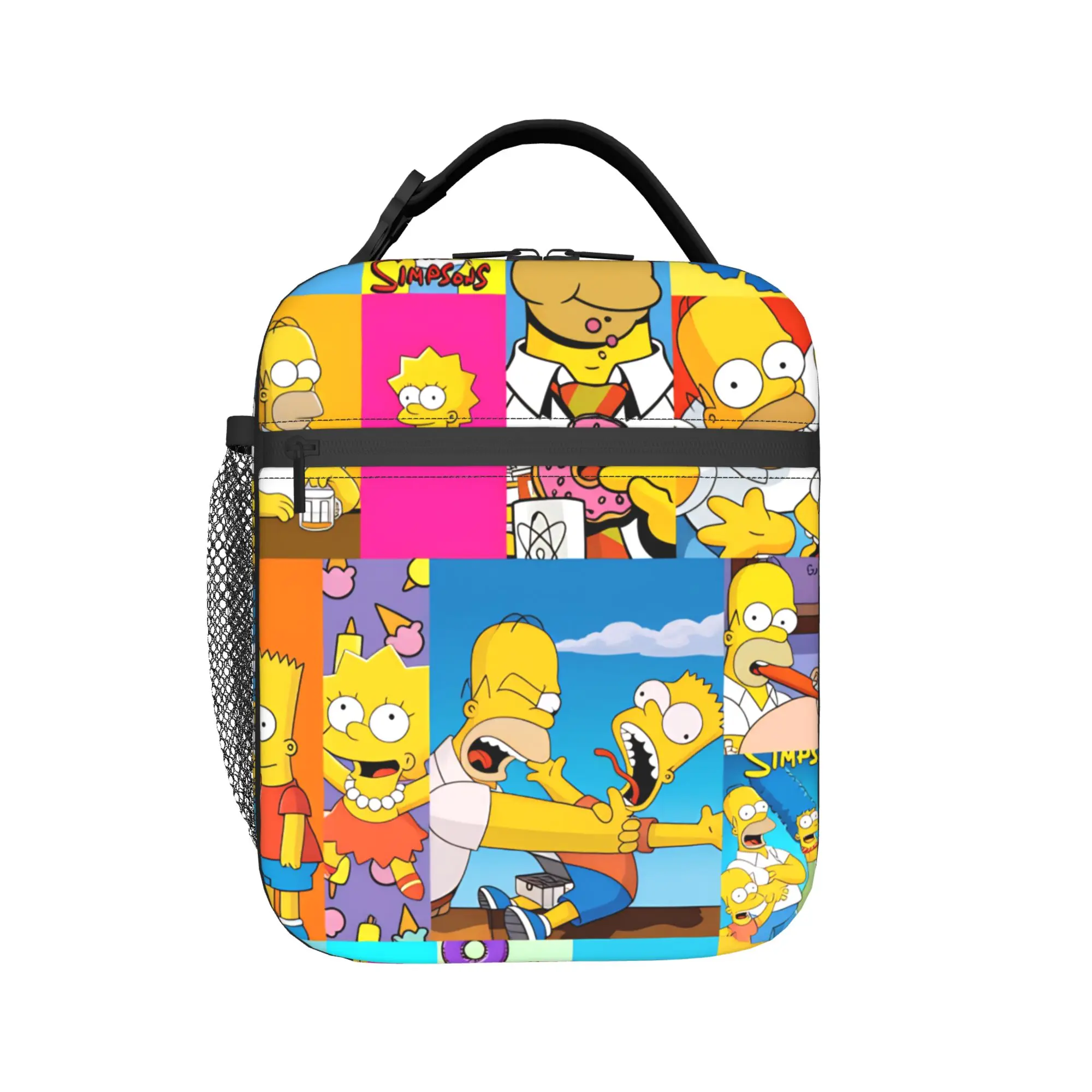Homer S-Simpson Eating Donut Lunch Bag Cute Lunch Box For Girls School Portable Cooler Bag Waterproof Thermal Tote Handbags