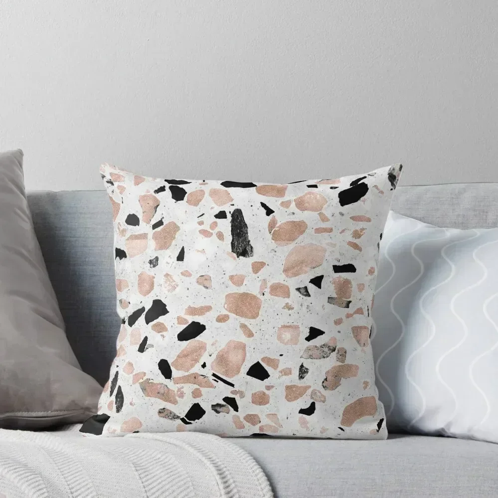 

Classy rose gold vintage marble abstract terrazzo design Throw Throw Pillow Christmas Pillowcase luxury decor pillow