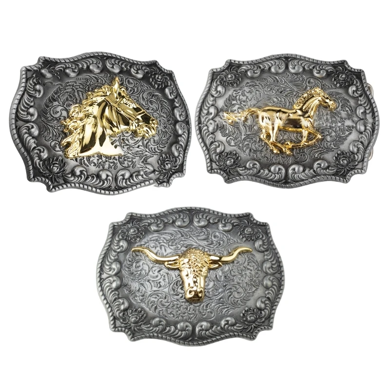 Long Horn Western Belt Buckle Cowboy Belt Buckle Metal Belt Buckle For Men