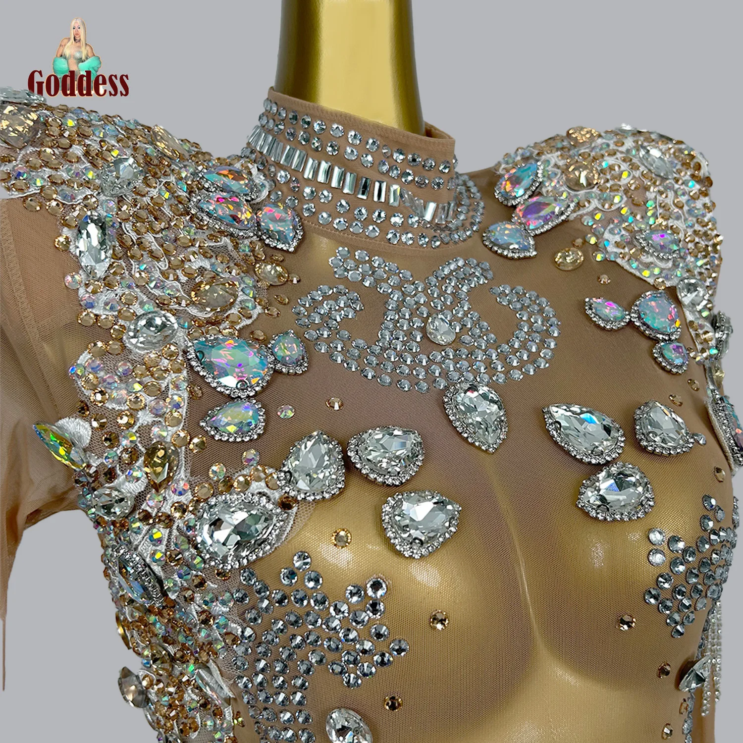 Luxe Strass Latino Dance Leotard Sexy Strass Kwastje Bodysuit Podiumshow Dames Bodysuit Casual Verjaardagsfeestjurk