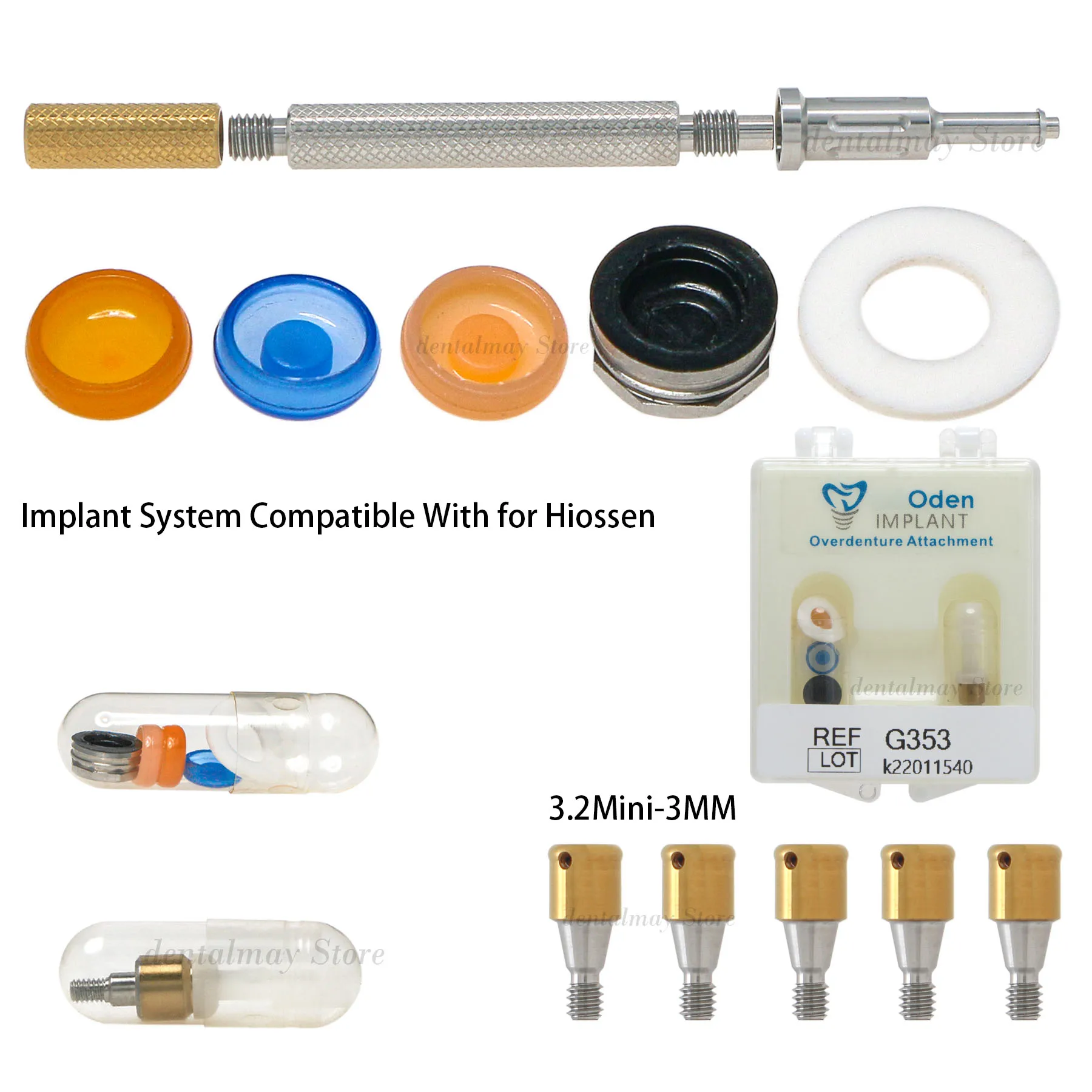 

Dental Implant Attachment Abutment&Locator Core Tool Overdenture Male Caps Kits for Hiossen Mini Ø3.2 3mm