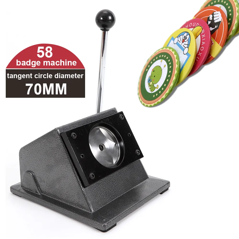 

Ручной станок для вырубки круглых графических элементов и кнопок с диаметром отверстия 70 мм, вырубной пресс для значков 58 мм