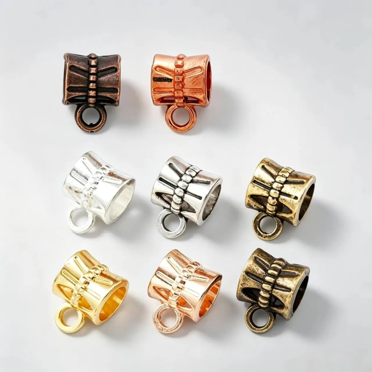 40Pcs 10*7mm Antique Charm Bail Beads Spacer Beads Pendant Clips Pendants Clasps Connectors for Bracelet Necklace Jewelry Making