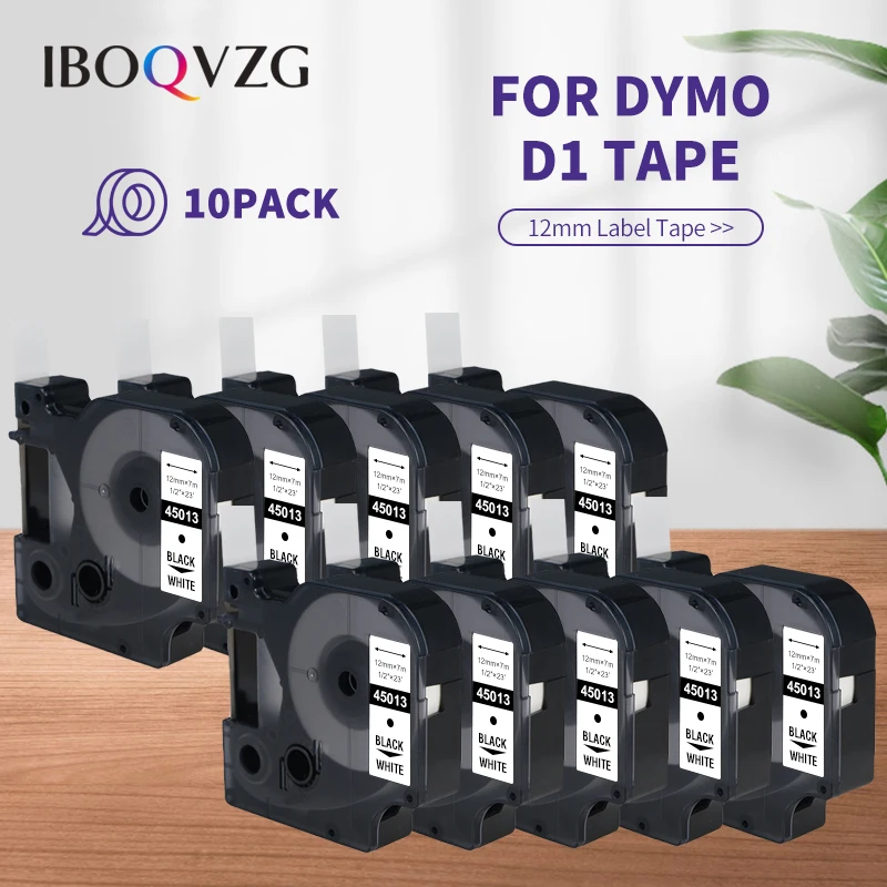 3/5/10Pcs Compatible with Dymo LabelManager Refills 45013 LM160 Label Maker Tape White 12mm Dymo D1 Tape for Dymo LM280 Printer