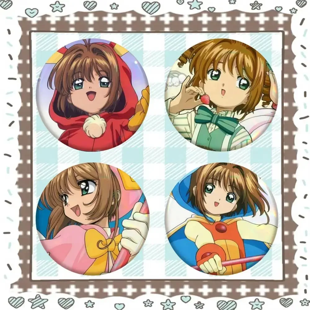 C-Cardcaptor Sakura Sakura Kinomoto Anime Badge Tinplate Meme Round Brooch For Hat Bag Creative Lapel Jewelry