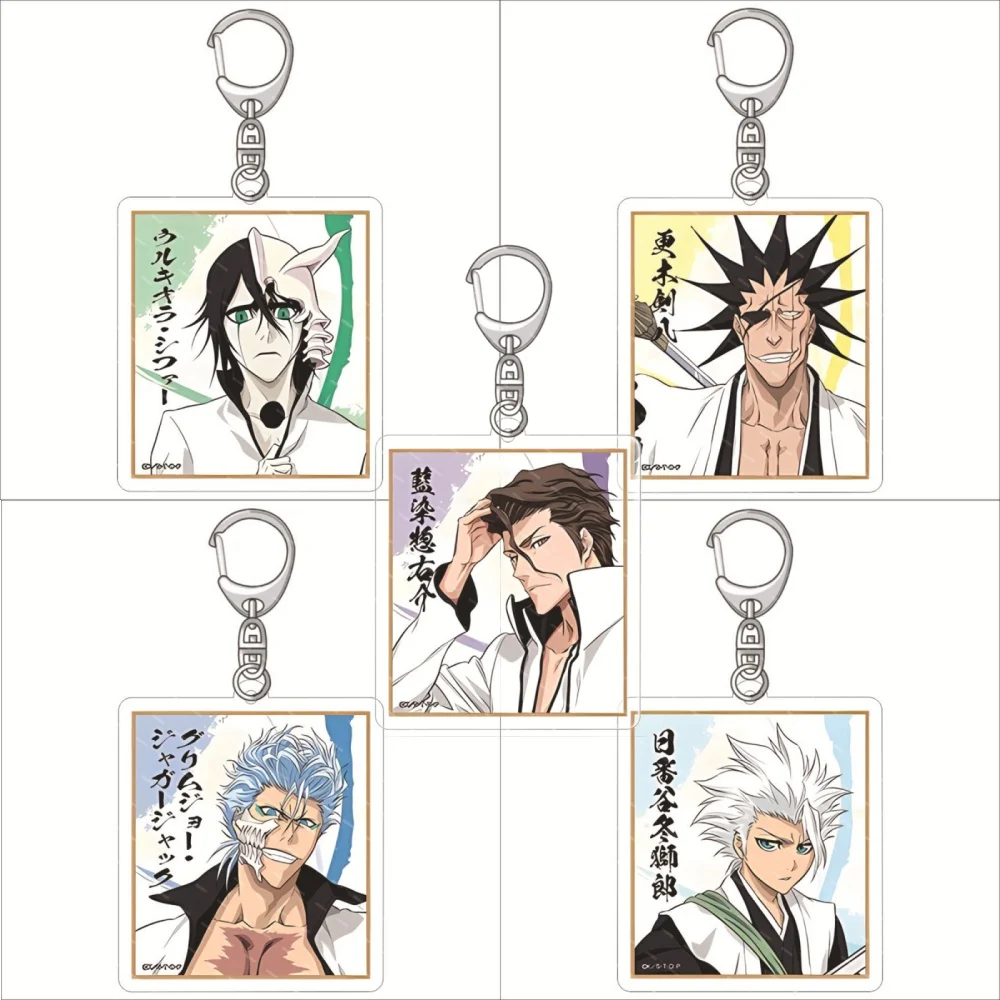 Popular Anime BLEACH The Blood Warfare Acrylic Keychain Kurosaki Ichigo Kuchiki Byakuya Aizen Sousuke Pendant Keyring Series