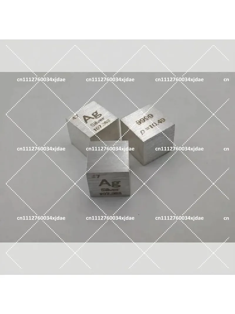 1pc 99.9% Pure Silver Ag 10mm Cube Carved Element Periodic Table Polished Model