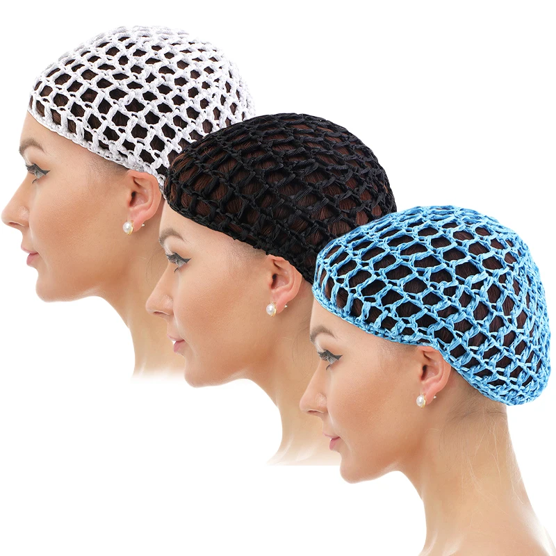 3 قطعة شبكة النساء التفاف شبكات الشعر غطاء قابلة لإعادة الاستخدام اليدوية الكروشيه غطاء النوم Hairnet سنودز التفاف الأغطية طويلة مستقيم حليقة شعر مستعار #6