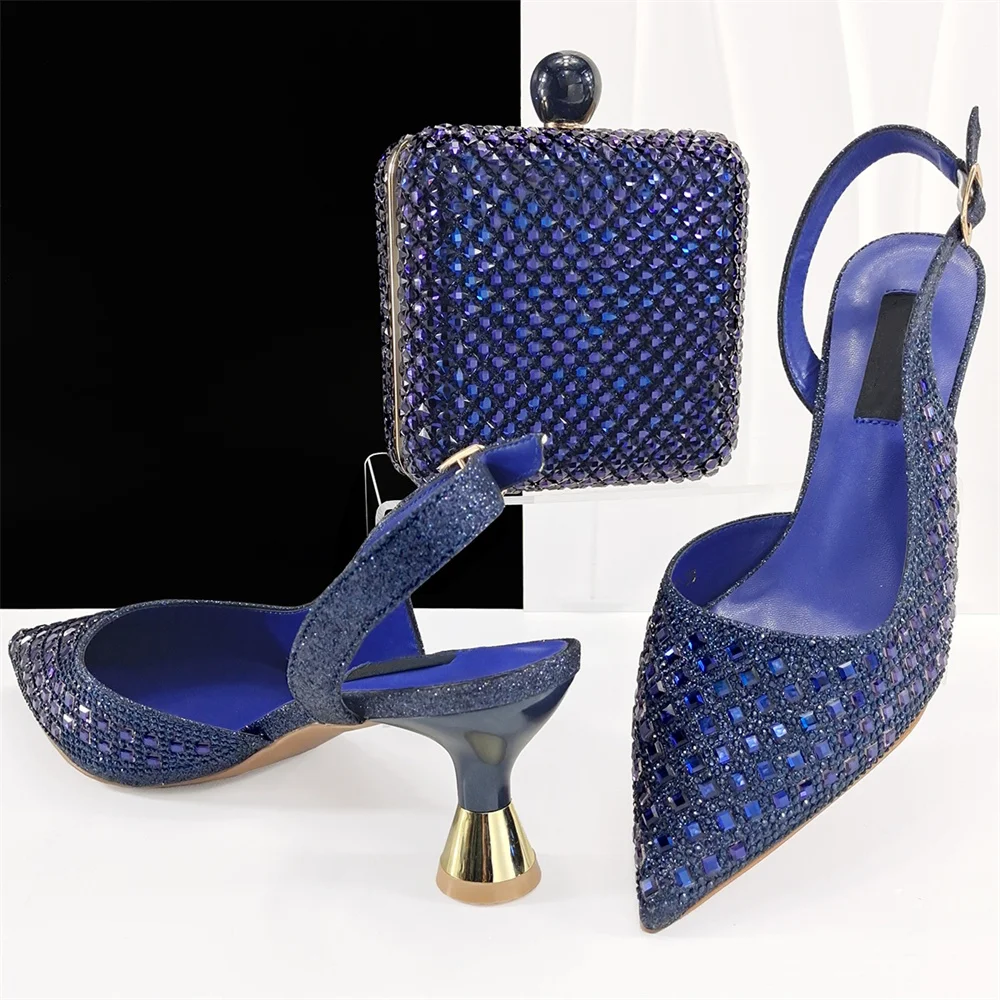 مجموعة أحذية وحقائب نسائية من جلد البولي يوريثان الأفريقي للحفلات، أحذية صيفية إيطالية بكعب عالٍ مع حقيبة مطابقة للحفلات #4