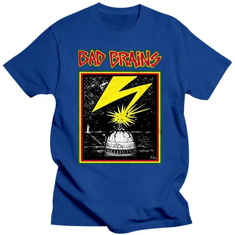 Authentic BAD BRAINS Band Capitol Logo T-shirt High Quality Breathable T-Shirt Men\'s Fashion Cotton Short Sleeve Top T-Shirt