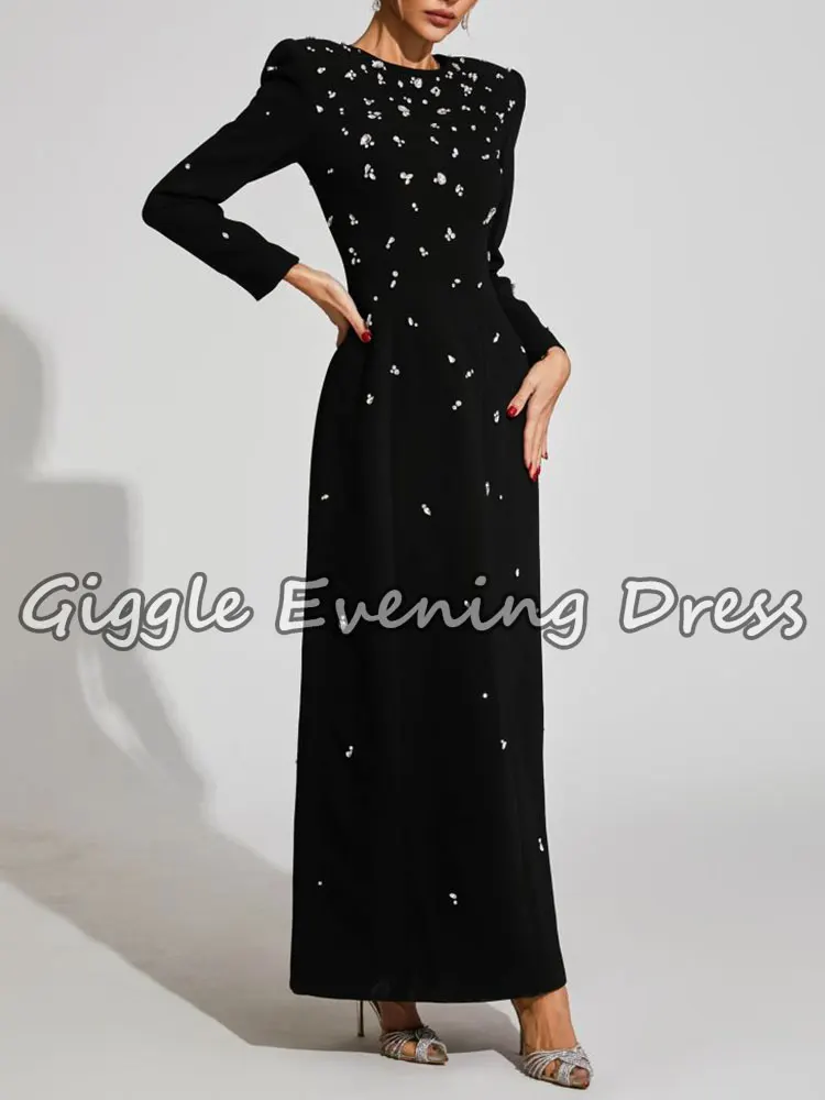 Giggle Fashion المرأة حجر الراين الماس مطرز فستان طويل ماكسي أنيق المرأة مساء رداء حفلات طول الكاحل حسب الطلب