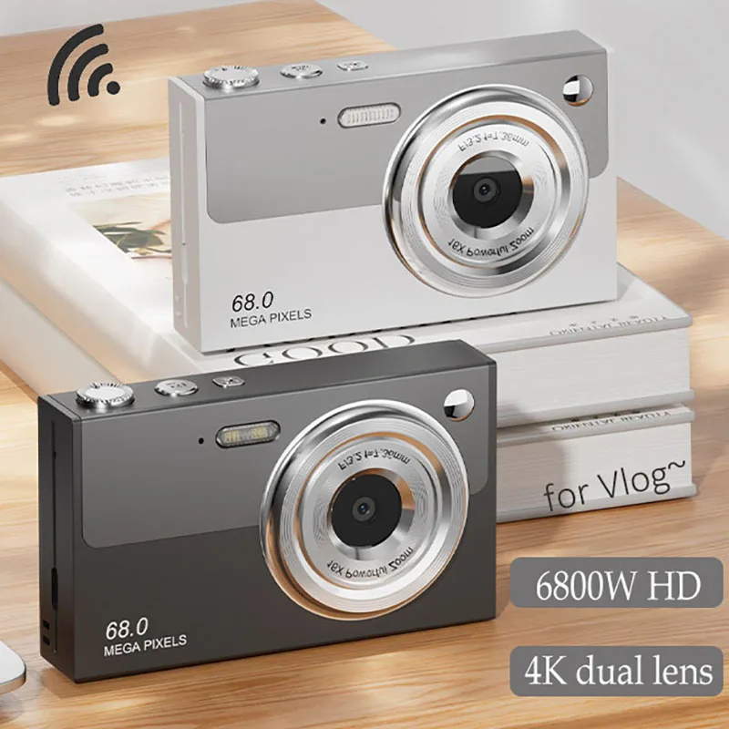 

Wi-Fi Digital Camera 4K Compact Camcorder 68 MegaPixels Dual Lens 16x Zoom Travel Camera Selfie Cam 1080P Autofocus Photography