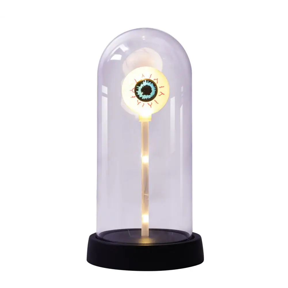 Ghostly Glow Light Fixture Led Eyeball Night Light Dome with Wooden Base for Home Decor Spooky for Kitchen for Halloween