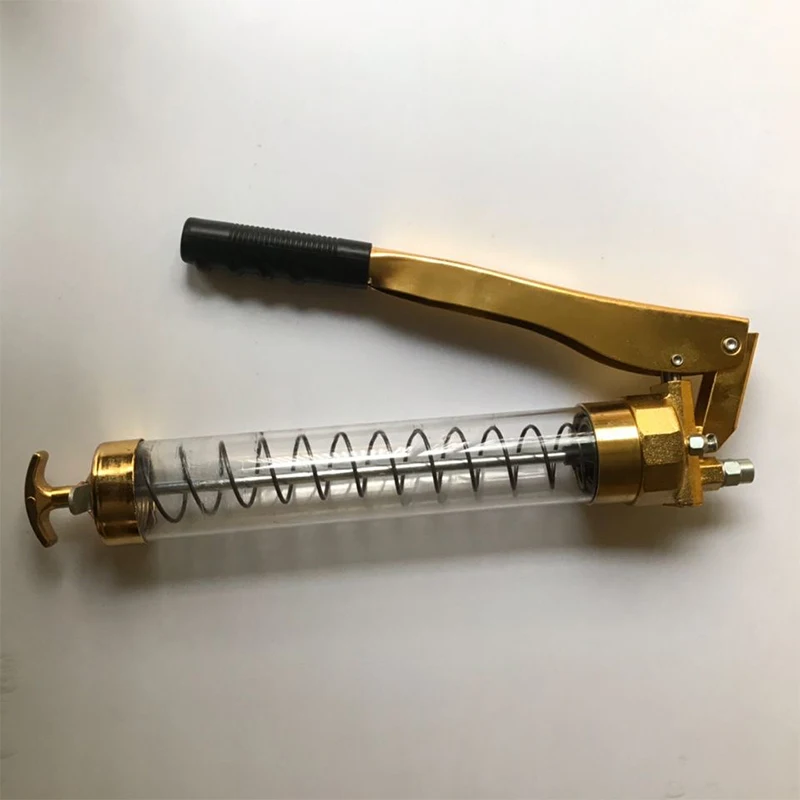 600CC High Voltage Transparent Portable Style， Gold Plated Tie Rod Double Piston Design，Filling Equipment,Manual Grease Guns,New