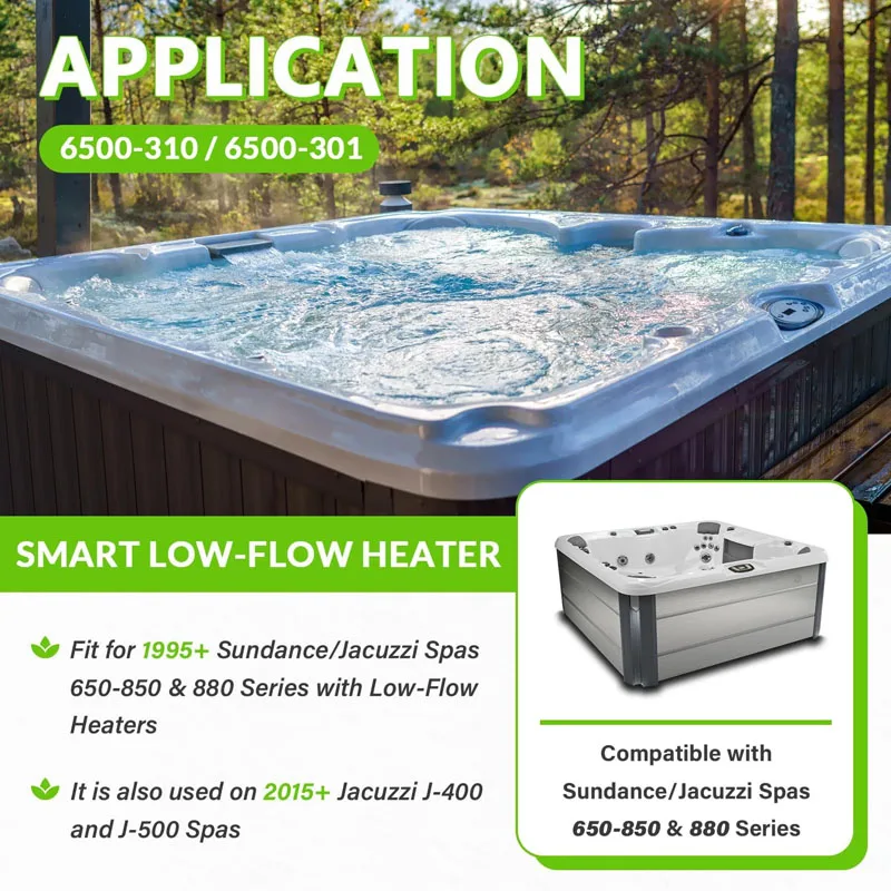 Smart Low-Flow Heater Assembly Fit for Sundance/Jacuzzi Spa Hot Tub 6500-310/6500-301 5.5kW 240V with Hi-Limit Sensor 6600-168