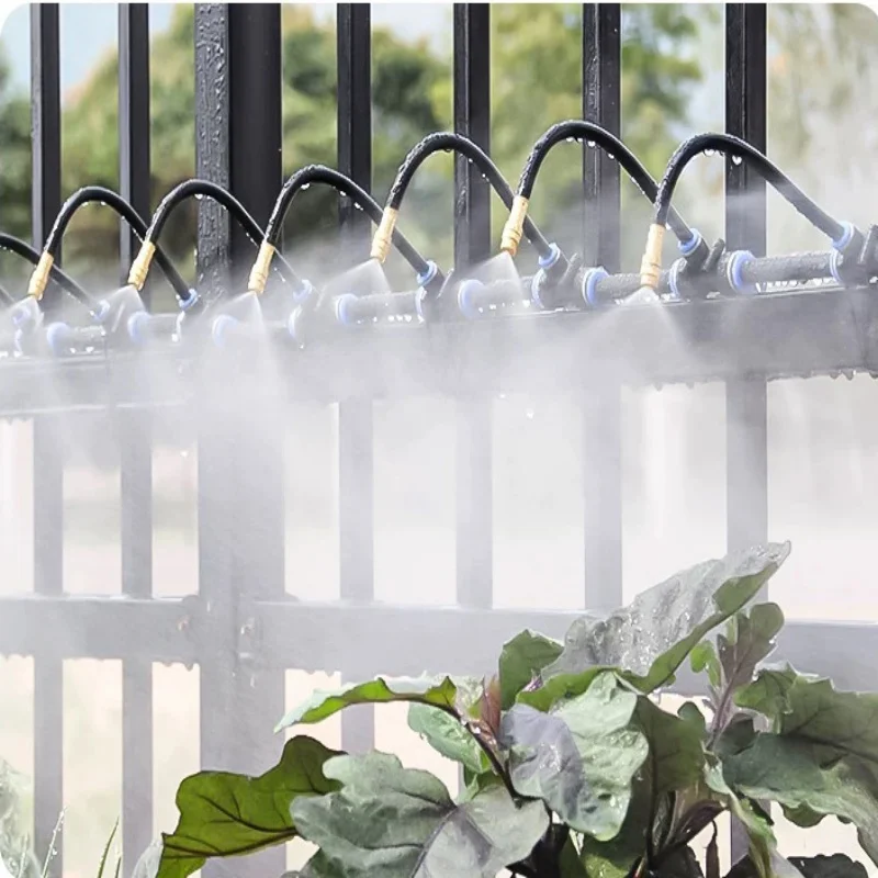 

5/10/15/20pcs Free Bending Yellow Copper Mist Nozzle 8mm Straight Push Lock Joint Garden Watering Humidification Sprayer Mister