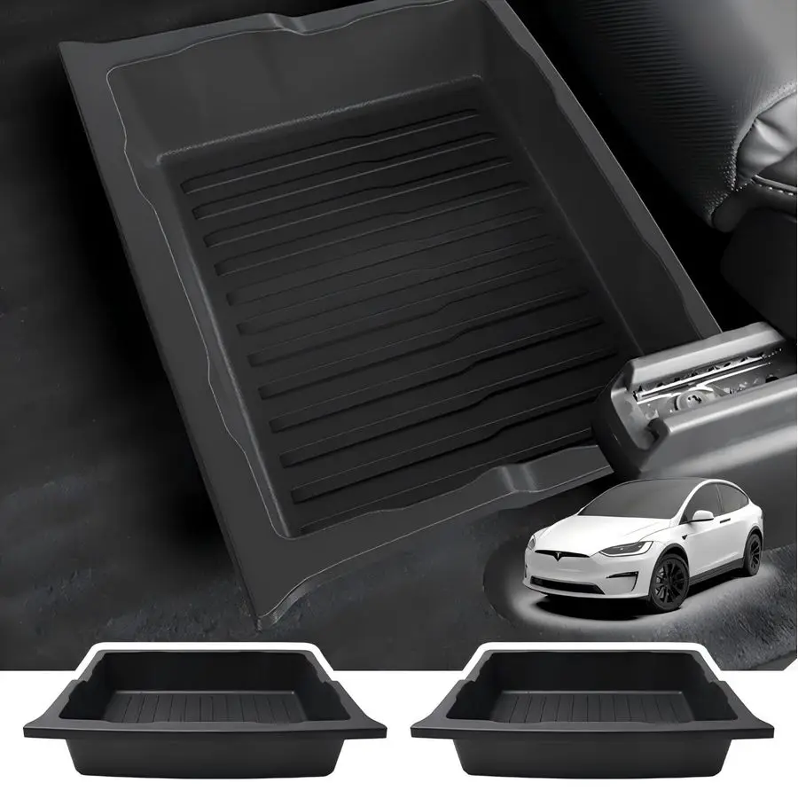

Pack For Tesla Model X 20172025 Front Back Under Seat Storage Organizer,TPE Waterproof Underseat Bin Trash Storage Can for Tesla