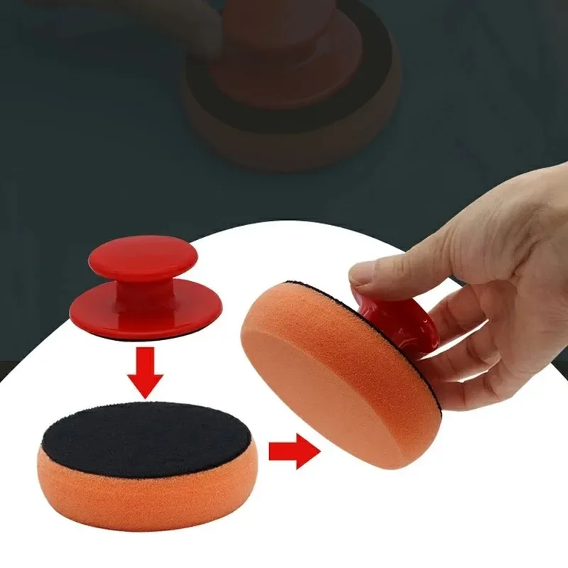 4 Inch Car Wax Applicator Pads Set with Red Handle Soft Sponge Applicators Foam Wax Pad for Polishing and Cleaning Cars