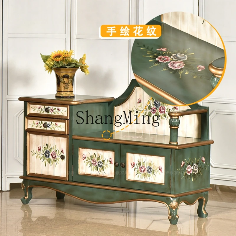 SM  hand-painted household practical shoe changing stool sitting storage cabinet multi-functional storage shoe cabinet