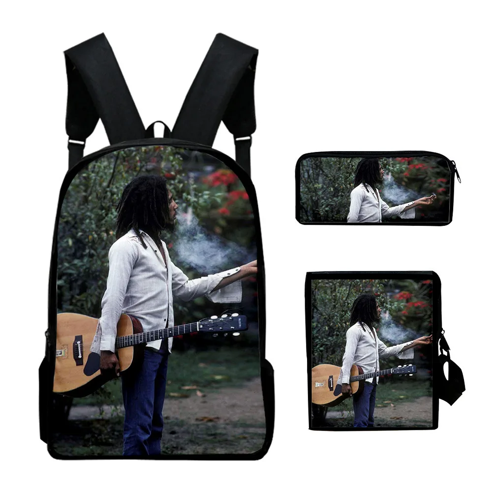 

Classic Popular Bob Marley 3D Printed 3pcs/Set pupil School Bags Laptop Daypack Backpack Inclined shoulder bag Pencil Case