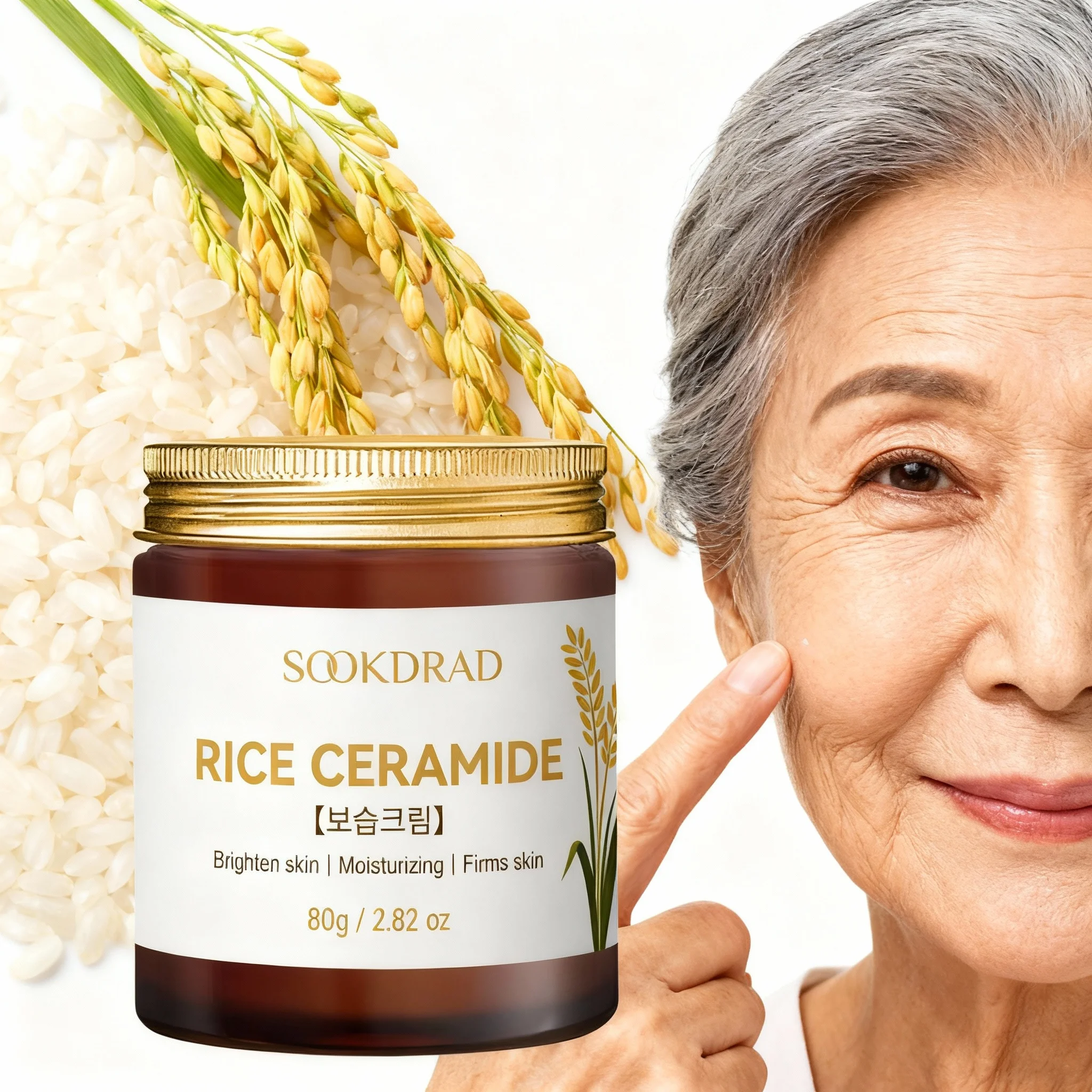 

Rice Ceramide Cream, radiant skin, deep moisture, plump firm, all face, office workers, 80g, combo skin, daily AM/PM care