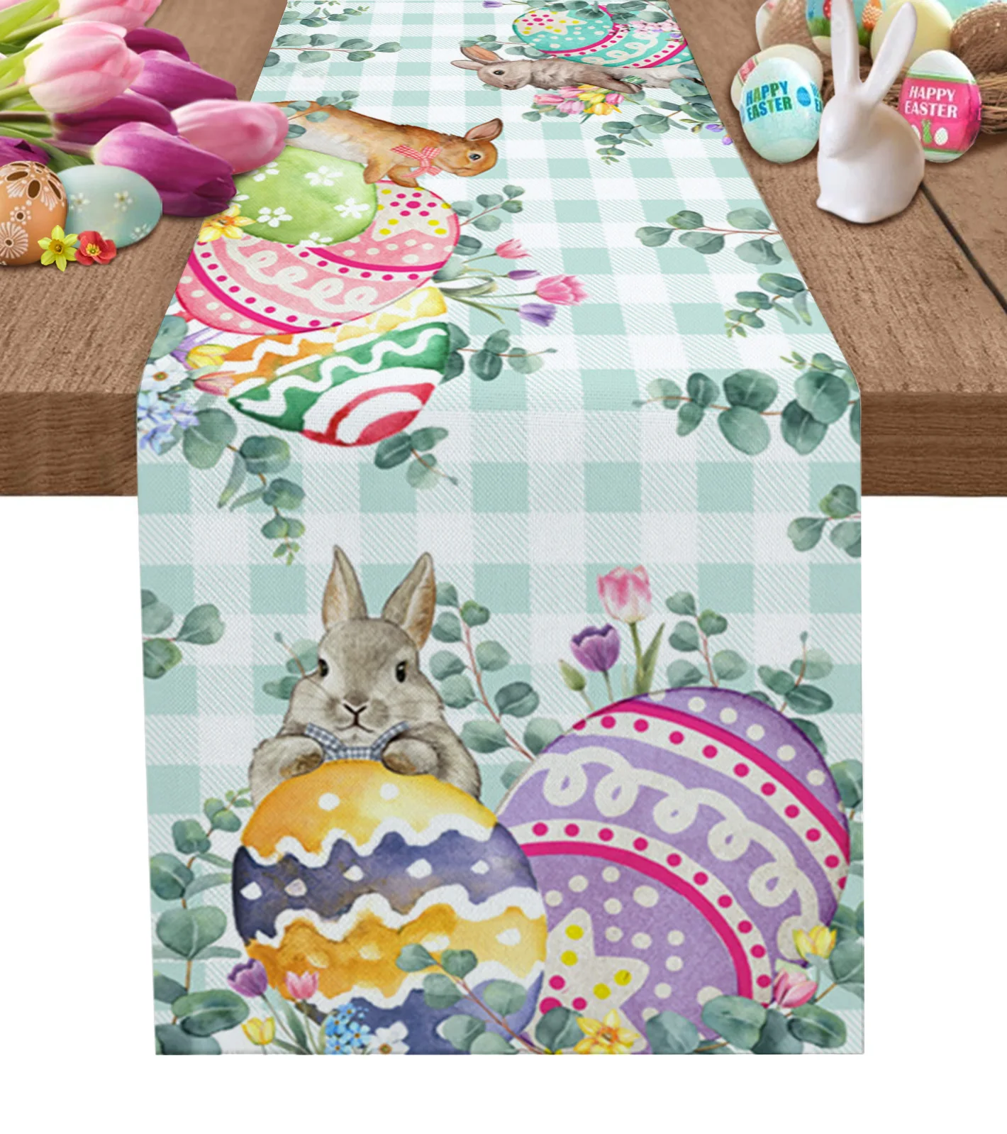 

Easter Tulip Spring Flower Rabbit Table Runner Decoration Home Decor Dinner Table Decoration Table Decor