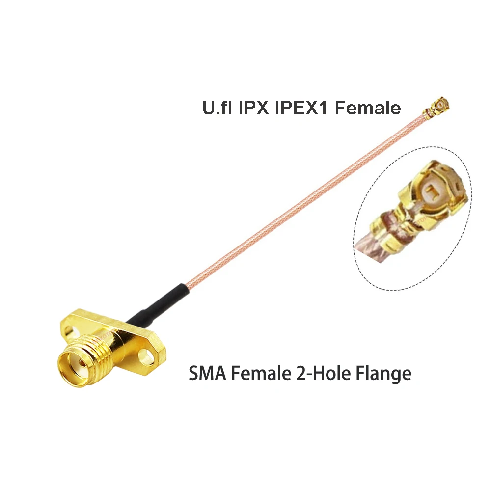 1PCS u.FL   1 to RP-SMA / SMA Female 2 Hole Flange Panel Mount RF113 Pigtail WIFI Antenna Extension Cable Jumper