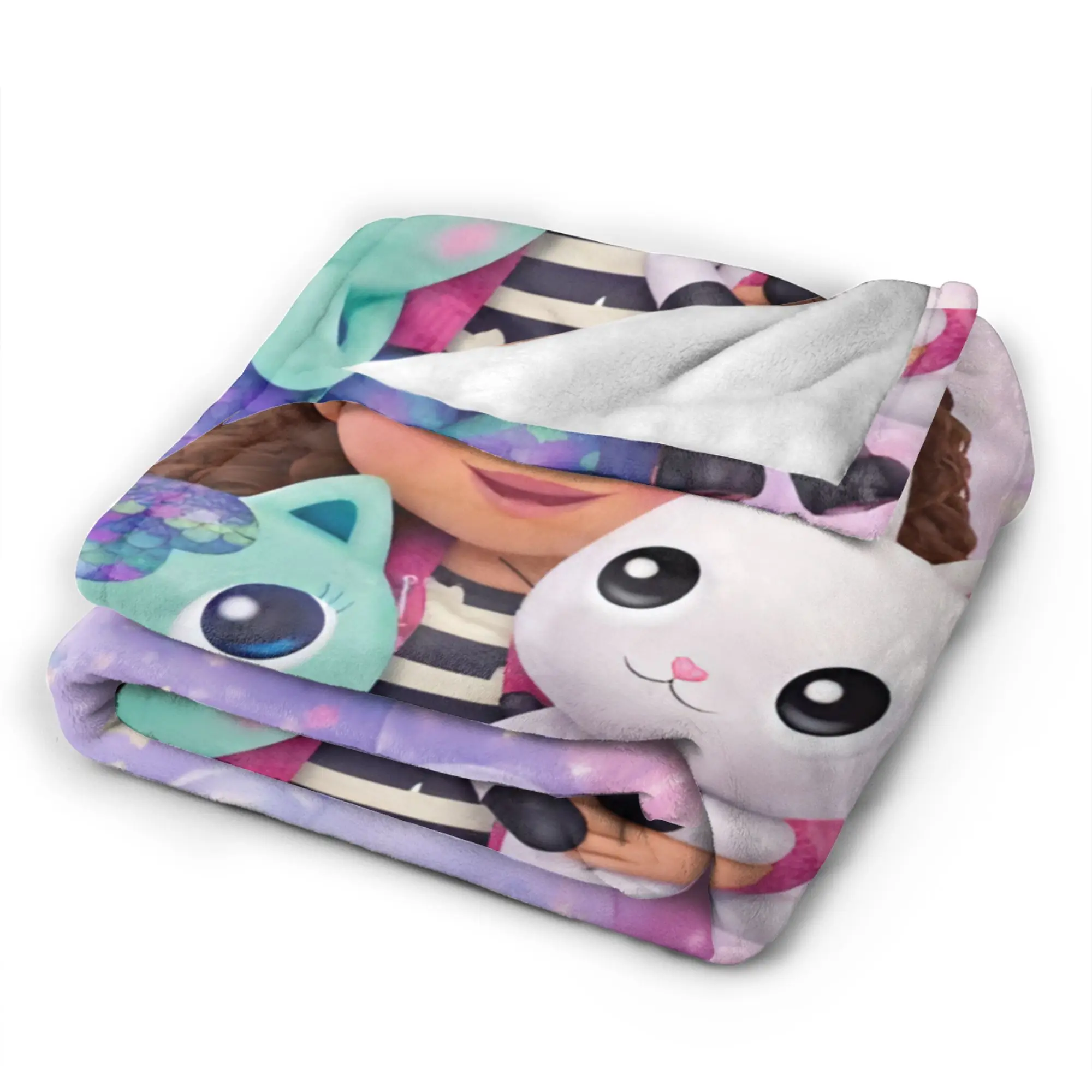 Soft Blanket Children Travel Gabbysed dollhouses Throw Blanket  Flannel Bedspread For Couch Chair Sofa Bed Sofa Bed Cover